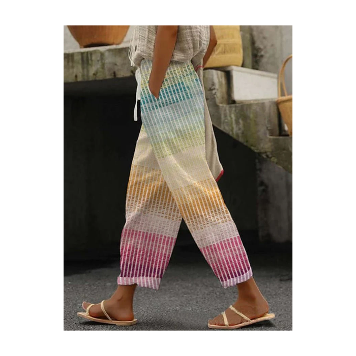 Women Striped Long Pants Casual Spring/Fall Trousers