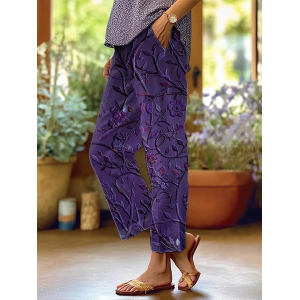Women Floral Long Pants Casual Spring/Fall Trousers