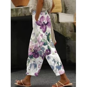 Women Floral Long Pants Casual Spring/Fall Trousers