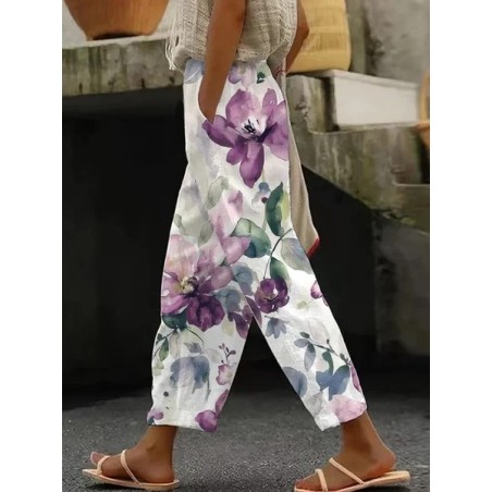 Women Floral Long Pants Casual Spring/Fall Trousers