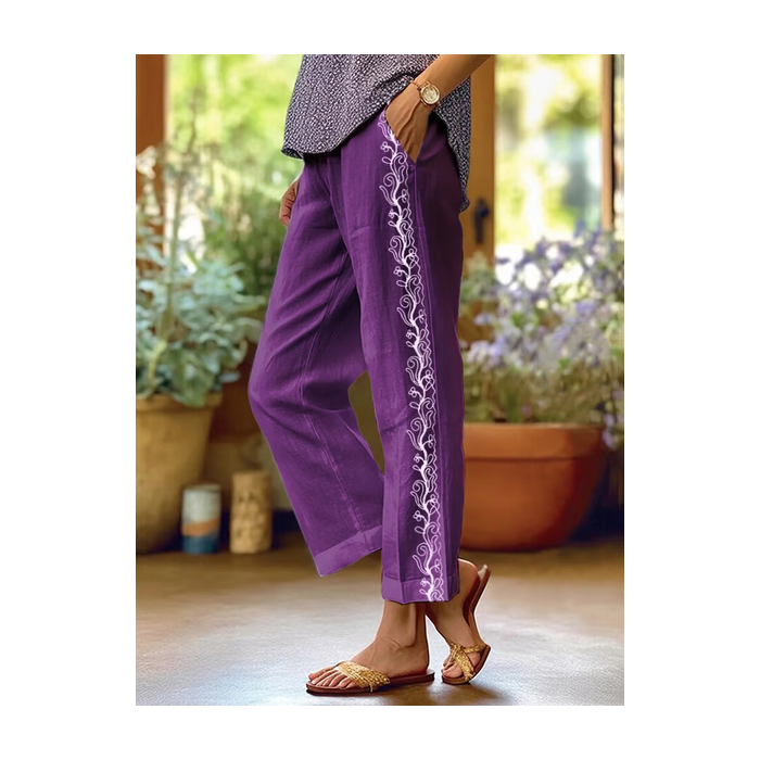 Women Floral Long Pants Casual Spring/Fall Trousers