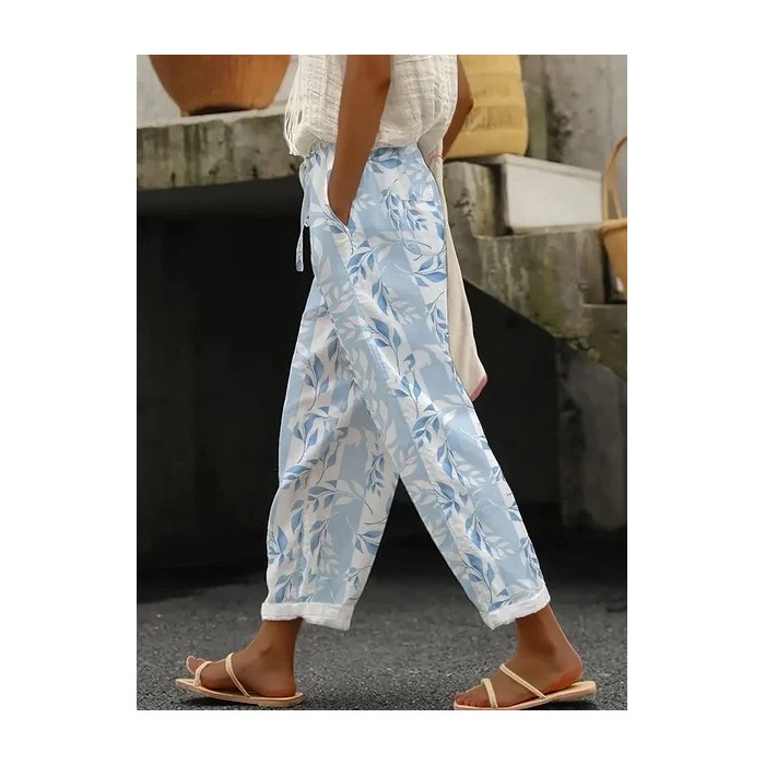 Women Floral Long Pants Casual Spring/Fall Trousers