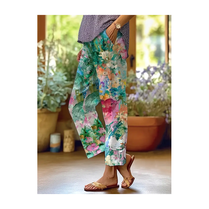 Women Floral Long Pants Casual Spring/Fall Trousers