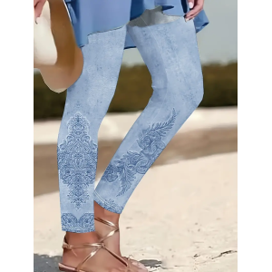 Women Floral Casual All Season Printing Long Leggings