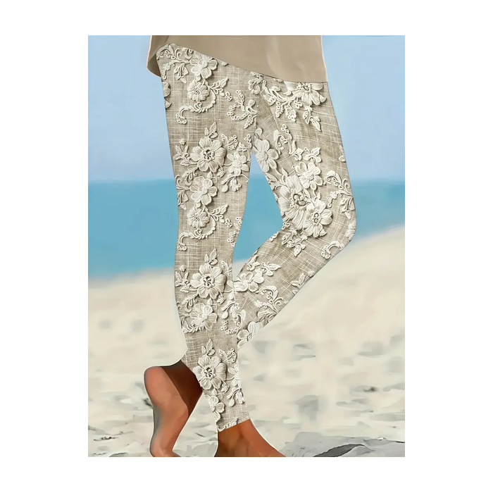Women Floral Casual All Season Printing Long Leggings