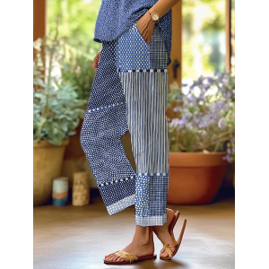 Women Striped Long Pants Casual Spring/Fall Trousers