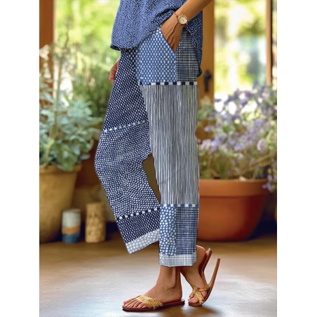 Women Striped Long Pants Casual Spring/Fall Trousers