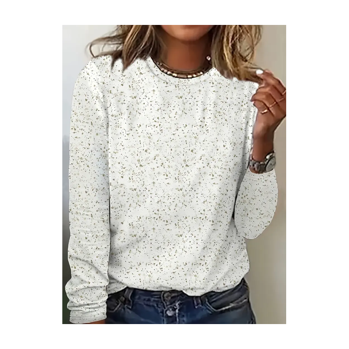 Women Abstract Long Sleeve Tee T-shirt Crew Neck Printing Casual Spring/Fall Graphic Tee Top