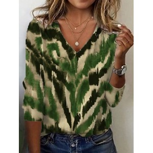 Women's Long Sleeve Tee T-shirt Spring/Fall Leopard Jersey V Neck Daily Going Out Casual Top