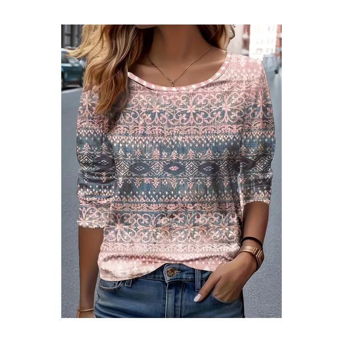 Women Floral Long Sleeve Tee T-shirt Crew Neck Printing Casual Spring/Fall Graphic Tee Top