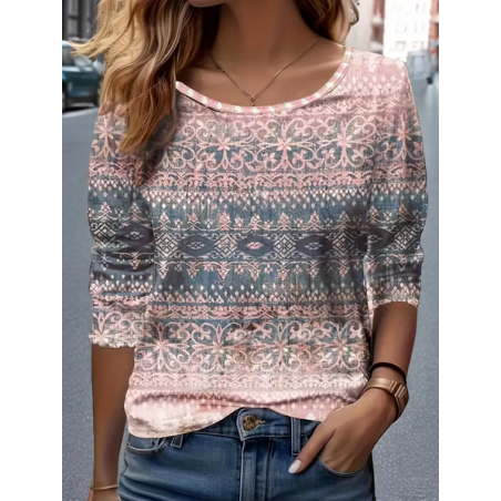 Women Floral Long Sleeve Tee T-shirt Crew Neck Printing Casual Spring/Fall Graphic Tee Top