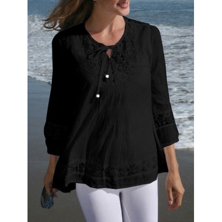 Women Floral Long Sleeve Tee T-shirt Crew Neck Jacquard Casual Spring/Fall Top