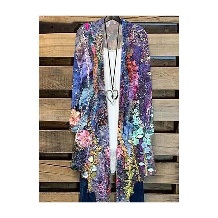 Women Floral Spring/Fall Cover-up Casual Lightweight Cardigan