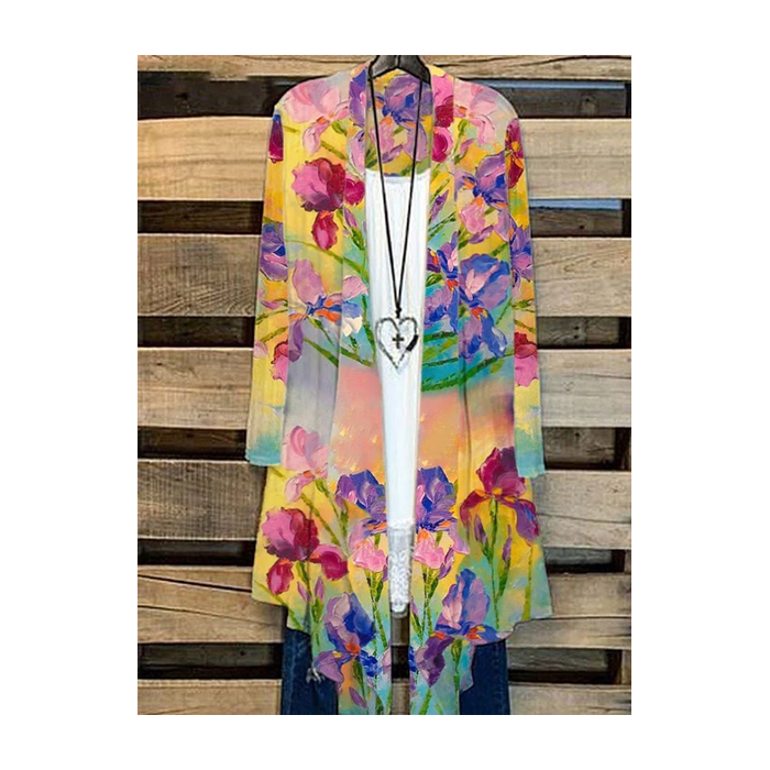 Women Floral Spring/Fall Cover-up Casual Lightweight Cardigan