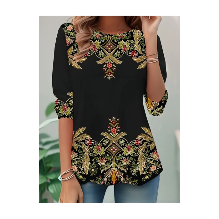 Women Floral Long Sleeve Tee T-shirt Crew Neck Printing Casual Spring/Fall Tunic Top