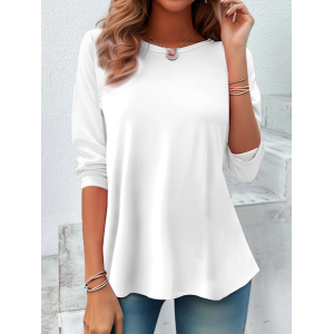 Women Plain Long Sleeve Tee T-shirt Crew Neck Casual Spring/Fall Tunic Top