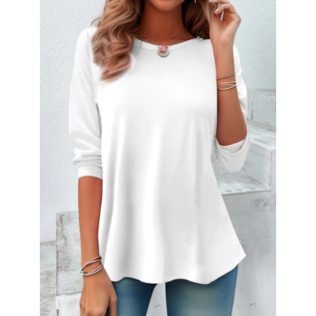 Women Plain Long Sleeve Tee T-shirt Crew Neck Casual Spring/Fall Tunic Top