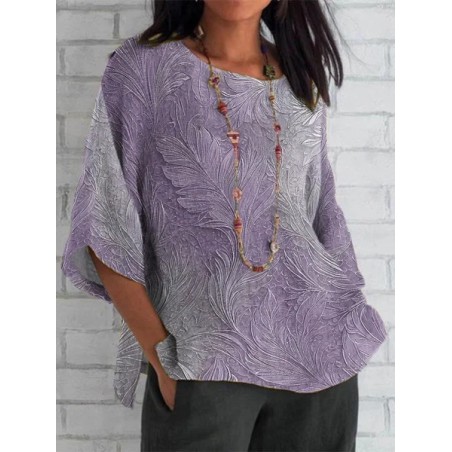 Women Floral Half Sleeve Tee T-shirt Crew Neck Casual Summer Top