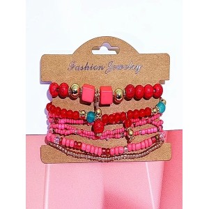 Handmade Bohemian Women's Millet Bead Bracelets, Romantic Element Bracelet Set 8 Pieces/set Bracelet