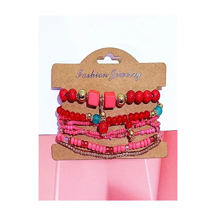 Handmade Bohemian Women's Millet Bead Bracelets, Romantic Element Bracelet Set 8 Pieces/set Bracelet