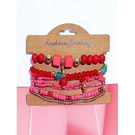 Handmade Bohemian Women's Millet Bead Bracelets, Romantic Element Bracelet Set 8 Pieces/set Bracelet