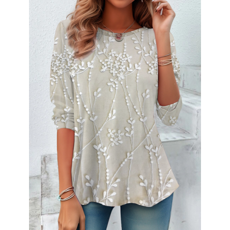 Women Floral Long Sleeve Tee T-shirt Crew Neck Printing Casual Spring/Fall Tunic Top