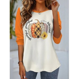 Women's Long Sleeve Tee T-shirt Spring/Fall Halloween Jersey Crew Neck Holiday Going Out Casual Top
