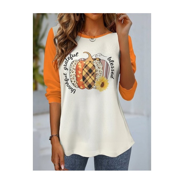 Women's Long Sleeve Tee T-shirt Spring/Fall Halloween Jersey Crew Neck Holiday Going Out Casual Top