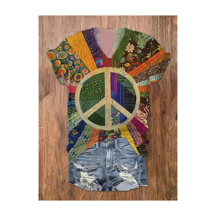 Women's Floral Short Sleeve Tee T-shirt V Neck Printing Casual Summer Graphic Tee Top