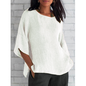 Women Plain Half Sleeve Tee T-shirt Crew Neck Casual Summer Top