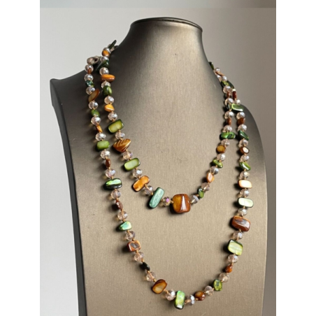 Vintage stackable necklace Bohemian colorful shell beaded double-layer necklace Retro light luxury holiday long necklace