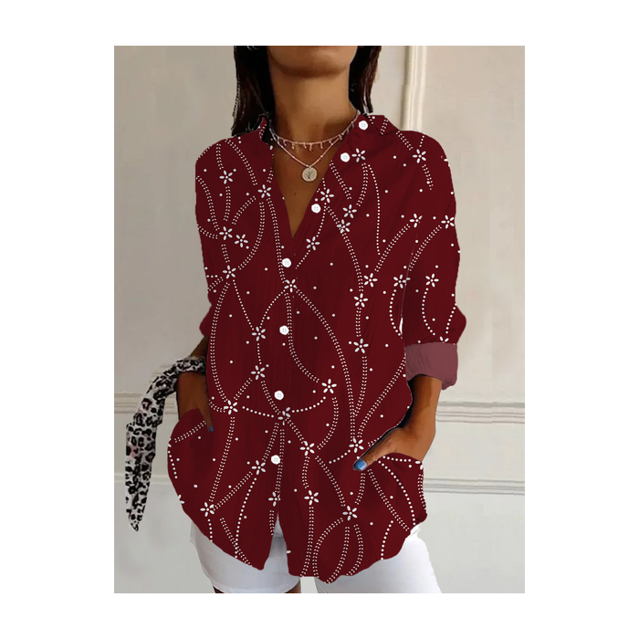 Women's Long Sleeve Shirt Spring/Fall Abstract Buckle Shirt Collar Daily Going Out Casual Top