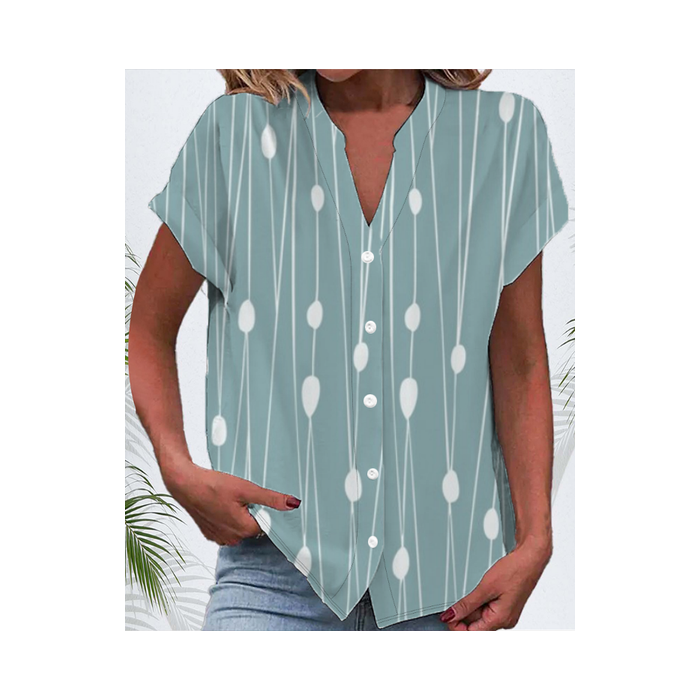 Women's Short Sleeve Shirt Summer Striped Printing V Neck Daily Going Out Casual Top