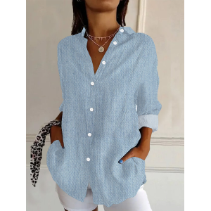 Women's Faux Denim Print Graphic Long Sleeve Shirt Spring/Fall Buckle Shirt Collar Daily Casual Top