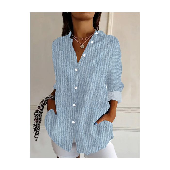 Women's Faux Denim Print Graphic Long Sleeve Shirt Spring/Fall Buckle Shirt Collar Daily Casual Top