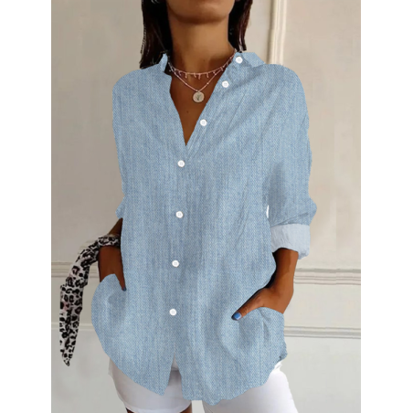 Women's Faux Denim Print Graphic Long Sleeve Shirt Spring/Fall Buckle Shirt Collar Daily Casual Top