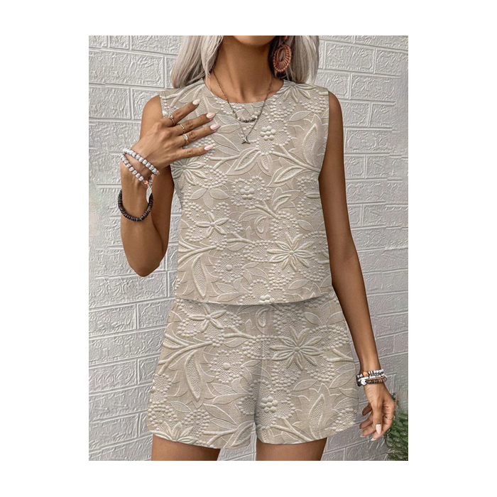 Women Floral Printing Two-Piece Set Daily Sleeveless Casual Summer Multi-Piece Set Matching Set