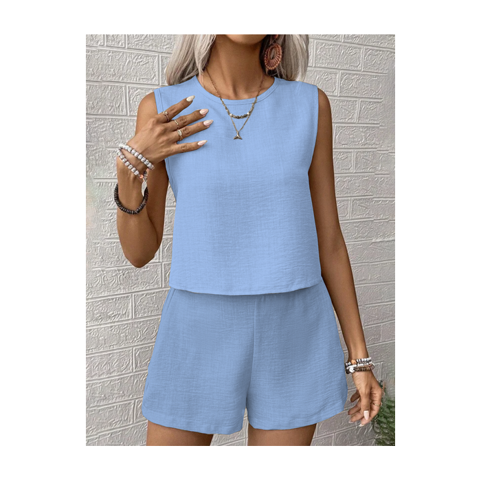 Women Plain Printing Two-Piece Set Daily Sleeveless Casual Summer Multi-Piece Set Matching Set