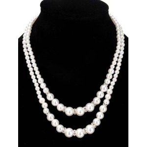 Fashion Imitation Pearl Beaded Necklace Temperament Diamond Double Layer Pearl Sweater Long Chain Necklace