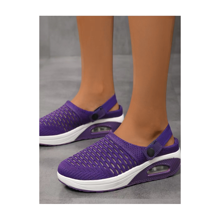 Half-slip Breathable And Lightweight Rear-lace Elastic Band Xiafei Woven Toe Solid Color Women's Sports Style Two-way Sandals