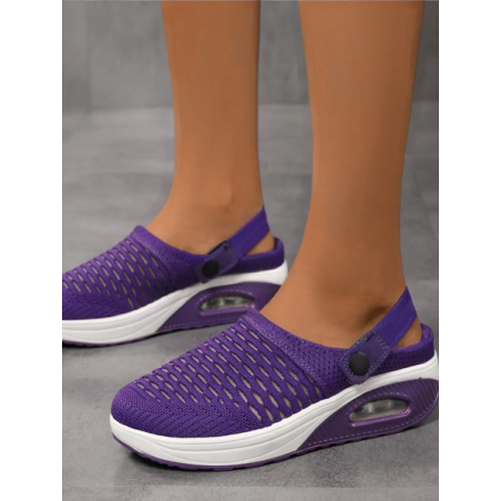 Half-slip Breathable And Lightweight Rear-lace Elastic Band Xiafei Woven Toe Solid Color Women's Sports Style Two-way Sandals