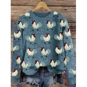 Women's Crew Neck Animal Casual Spring/Fall Long Sleeve Sweatshirt