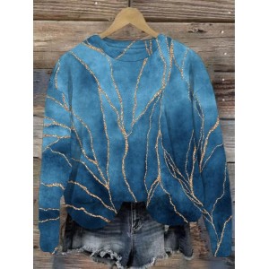 Women's Crew Neck Abstract Casual Spring/Fall Long Sleeve Sweatshirt