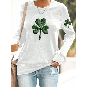 Women's Shamrock St. Patrick's Day Floral Casual Spring/Fall Long Sleeve Sweatshirt