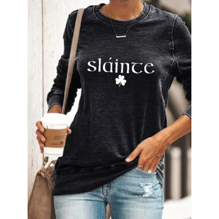 Women's Text Letters Crew Neck Printing Casual Spring/Fall Long Sleeve Sweatshirt