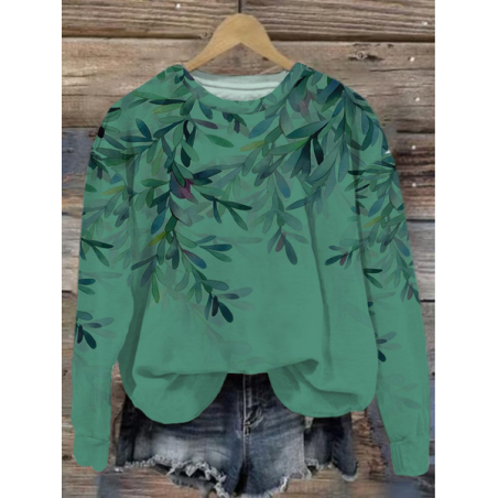 Women's Floral Crew Neck Plants Printing Casual Spring/Fall Long Sleeve Sweatshirt