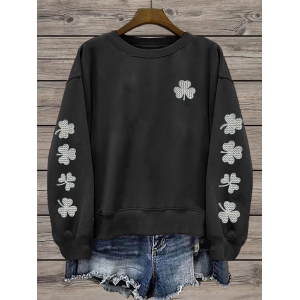Women's St. Patrick's Day Floral Shamrock Printing Casual Spring/Fall Long Sleeve Sweatshirt