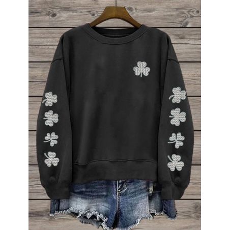 Women's St. Patrick's Day Floral Shamrock Printing Casual Spring/Fall Long Sleeve Sweatshirt