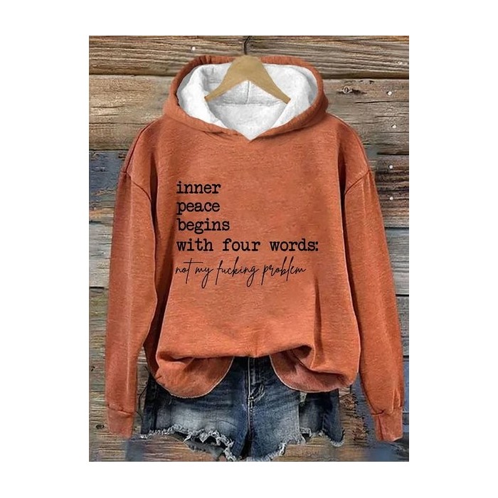 Women's Text Letters Spring/Fall Cotton Long Sleeve Casual Daily Hoodie