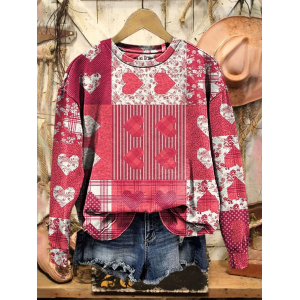 Women's Crew Neck Striped Printing Casual Spring/Fall Long Sleeve Sweatshirt